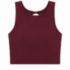 Burgundy Sleeveless Crop Top High Crew Neck with Back Twist