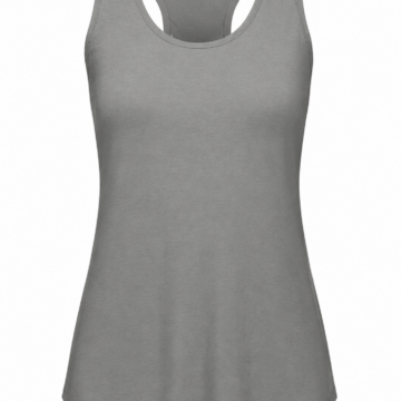 Grey Racerback Tank Top with Scoop Neck and A-Line Silhouette