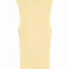 Pale Yellow Sleeveless Mock Neck Ribbed Knit Top