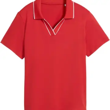 Red Short-Sleeve Polo Shirt Regular Fit with Contrast Trim