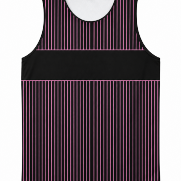 Black Tank Top with Pink Vertical Stripes and Piping Detail