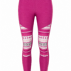 Magenta High-Waist Fitted Leggings with Geometric Diamond Pattern