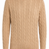 Beige Cable Knit Crewneck Sweater