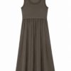 Dark Olive Green Sleeveless Scoop Neck Maxi Dress with A-Line Skirt