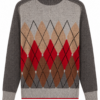 Grey Argyle Pattern Pullover Sweater