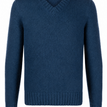 Dark Blue V-Neck Knit Sweater