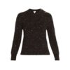 Black Fitted Ribbed Knit Sweater with Gold Button Shoulder